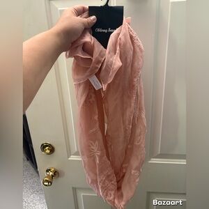 Pink Embroidered Scarf